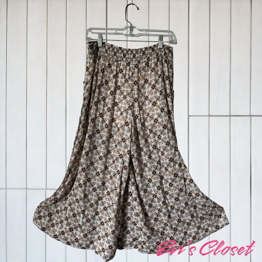 Free People Flowy "Skirt" Pants With Wide Leg Sz PS Pockets Cropped Multicolor